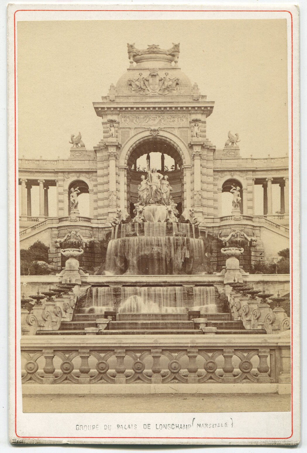 Vintage Cabinet Card: Longchamp Palace, Marseille, France - Two-View Photograph,