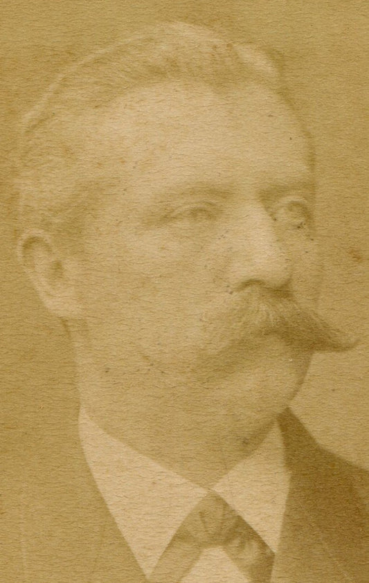 MAN WITH VERY AGGRESSIVE MUSTACHE. CDV. STOCKHOLM, SWEDEN.