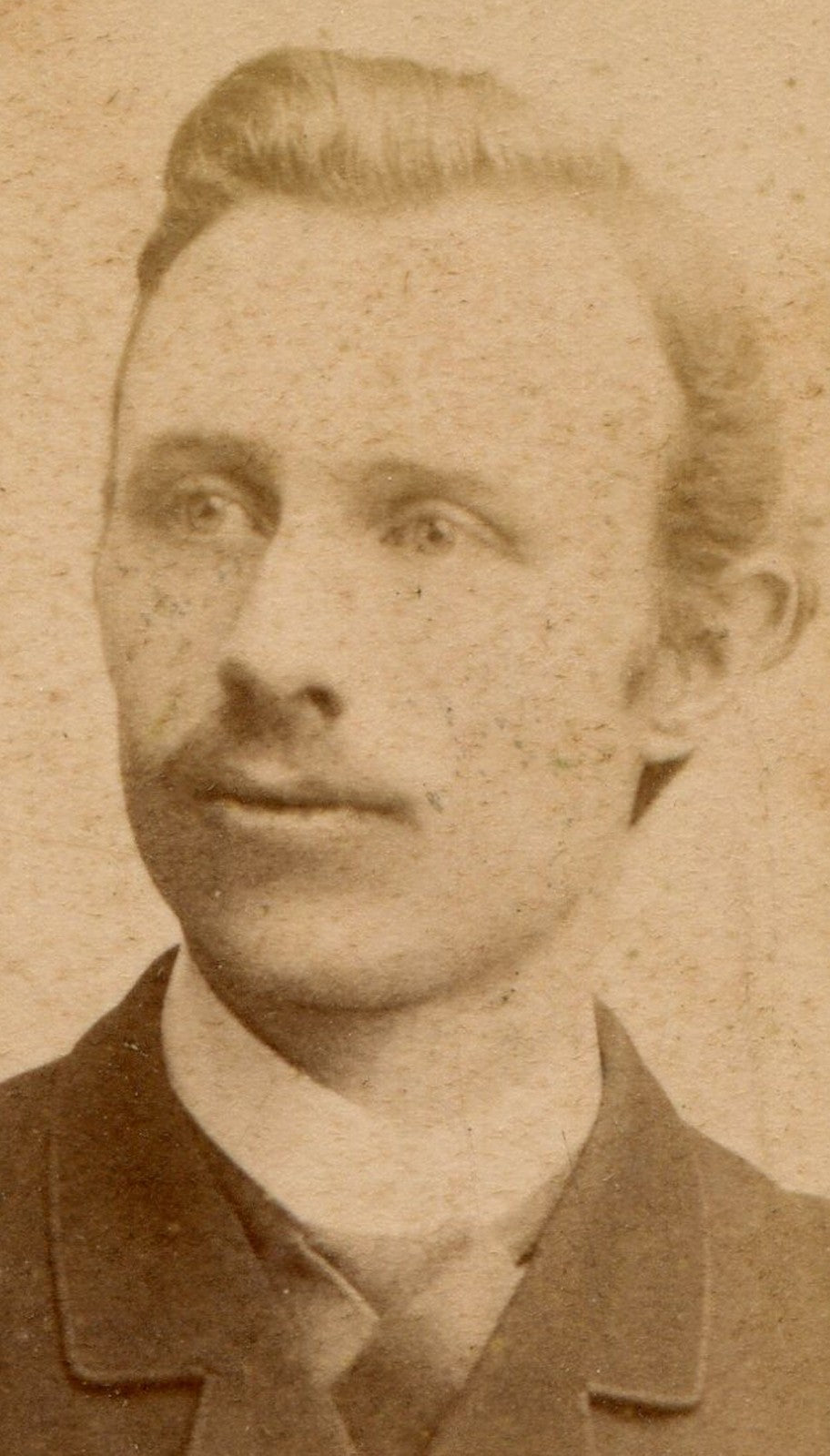 HANDSOME YOUNG MAN W/ A TICKLE OF A MUSTACHE. CDV. NORRKOPING, SWEDEN.