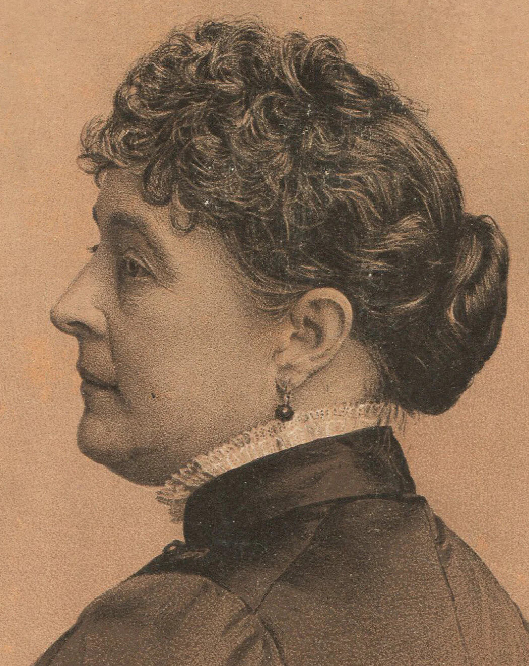 Caroline Harrison FLOTUS Cabinet Card Vintage Profile Portrait Toner Photo