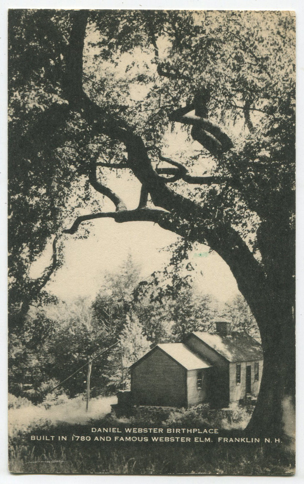 DANIEL WEBSTER BIRTHPLACE. PHOTO POSTCARD W/STAMP, 1948.