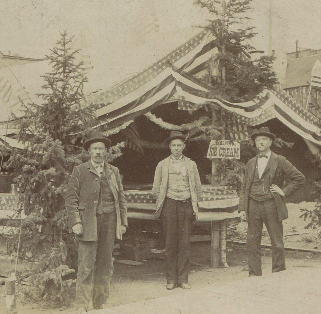 Vintage Cabinet Card Photo 1900 Patriotic Ice Cream Stand - Original Americana