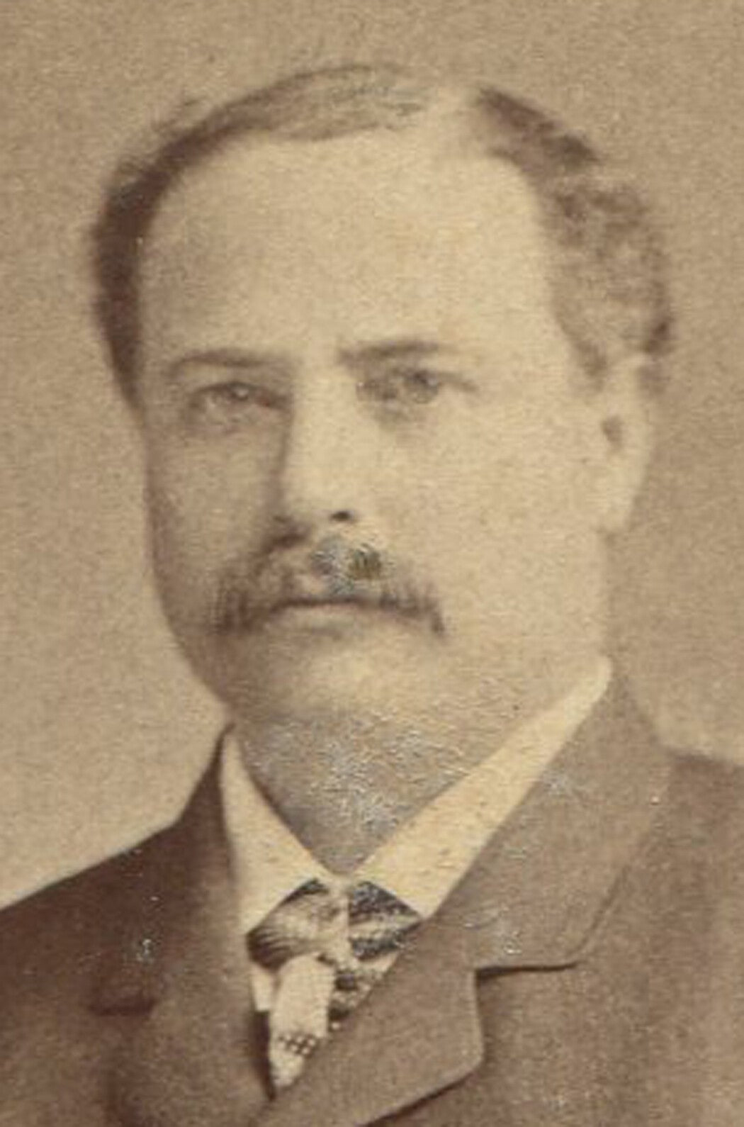 Vintage cabinet card portrait: stern-looking man, large 8.25x4 New York wall