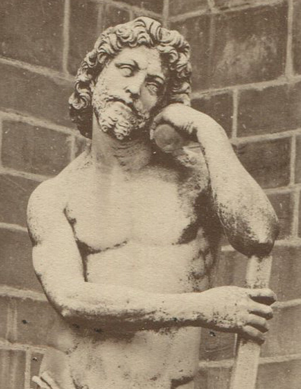 Vintage Cabinet Card Photo: Italian Statue Leaning on an Anchor, Authentic