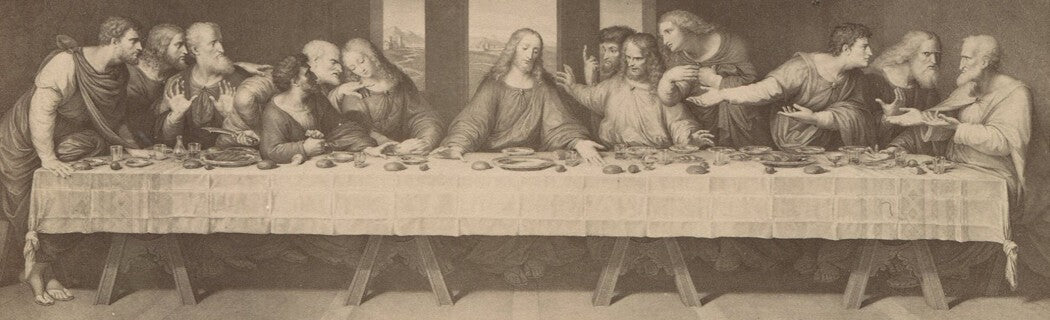 Vintage The Last Supper Da Vinci Cabinet Card Photo - Original Artwork Photo,