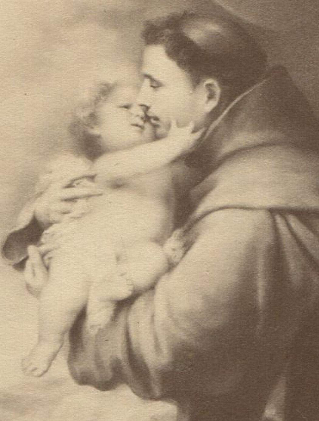 ST ANTHONY W/CHERUBS. PHOTO OF ARTWORK. CABINET CARD.