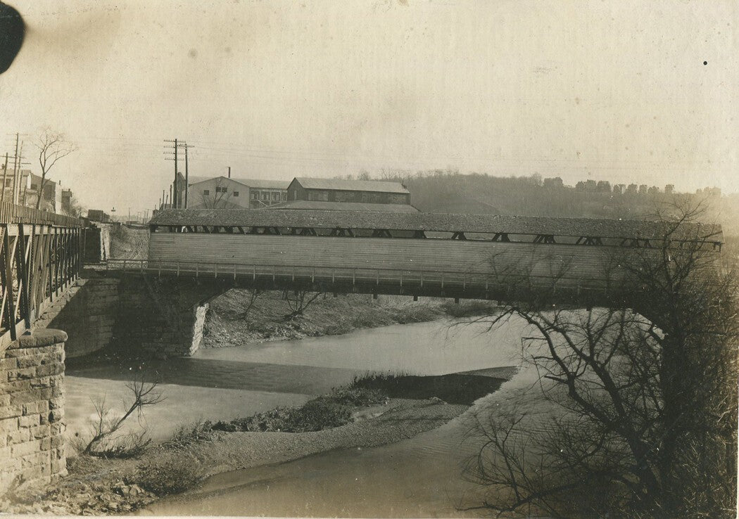 Vintage 1906 Chartiers Creek Covered Bridge Photograph, 5x7 Original Print with