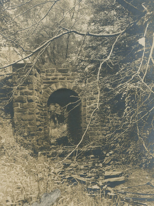 Vintage Johnston Run Bridge 1905 photograph pair, two official county-stamped