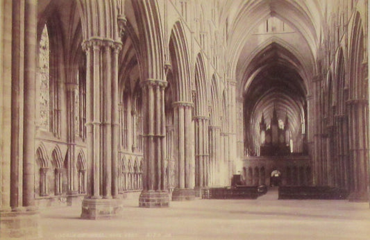 Vintage Lincoln Cathedral Interior Photo - Albumen Mounted 10x16 Card, England