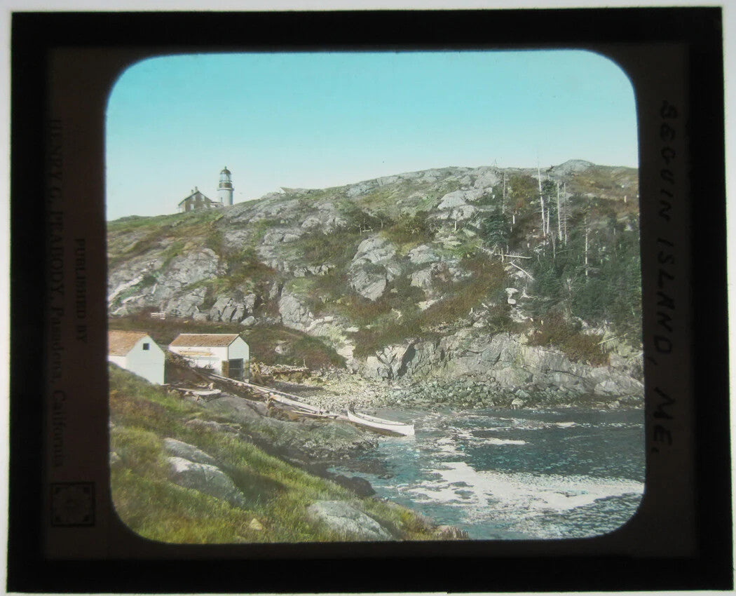 SEGUIN ISLAND, MAINE. PHOTO ON GLASS, HAND COLORED.