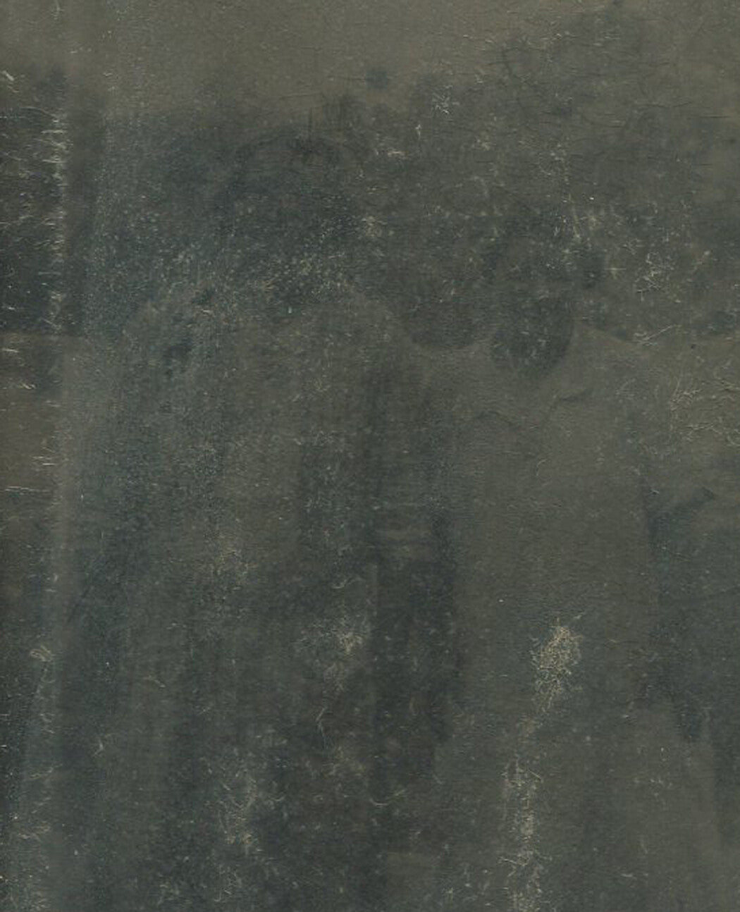 COUPLE POSED OUTDOORS. TINTYPE IN ORNATE PERIOD PAPER MAT.