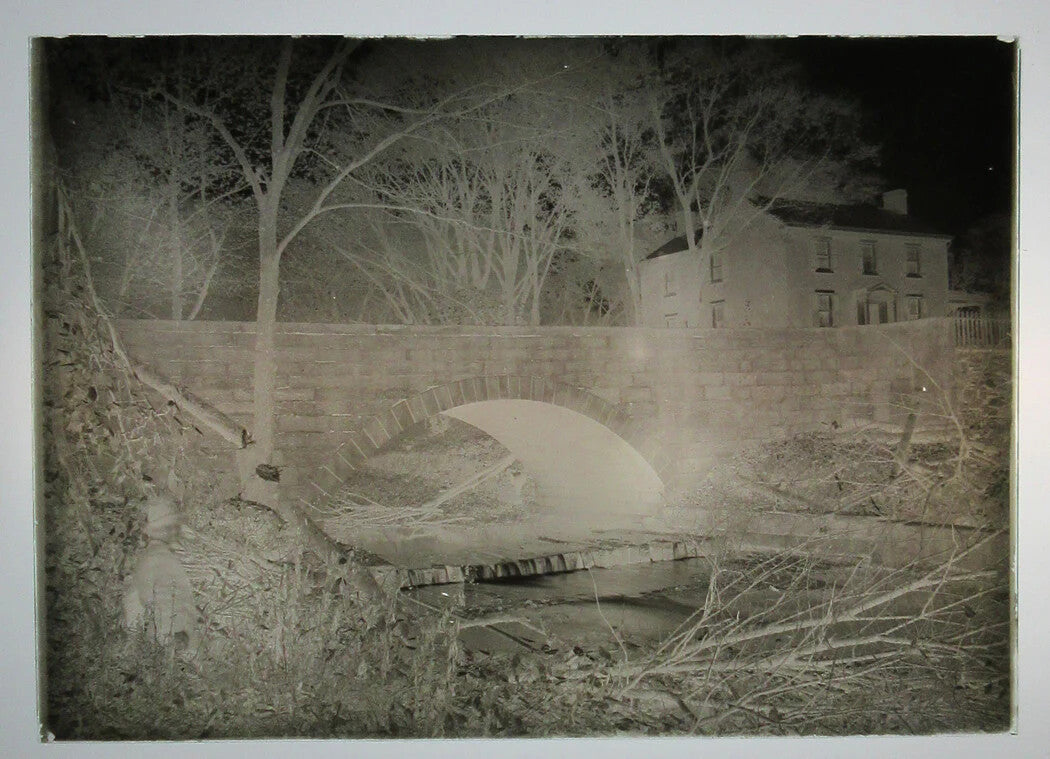 ALLEGHENY COUNTY, PA. BRIDGE AND STREAM. 5 X 7 GLASS PLATE NEGATIVE,CIRCA 1910s