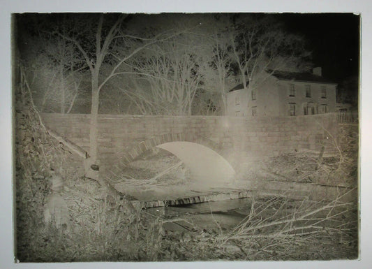 ALLEGHENY COUNTY, PA. BRIDGE AND STREAM. 5 X 7 GLASS PLATE NEGATIVE,CIRCA 1910s