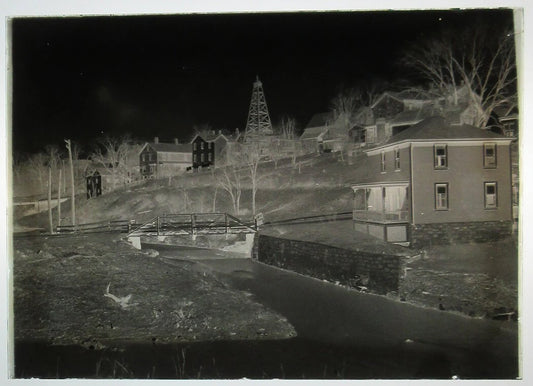 ALLEGHENY COUNTY, PA. BRIDGE AND STREAM. 5 X 7 GLASS PLATE NEGATIVE,CIRCA 1910s