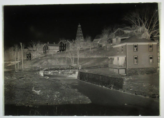 ALLEGHENY COUNTY, PA. BRIDGE AND STREAM. 5 X 7 GLASS PLATE NEGATIVE,CIRCA 1910s