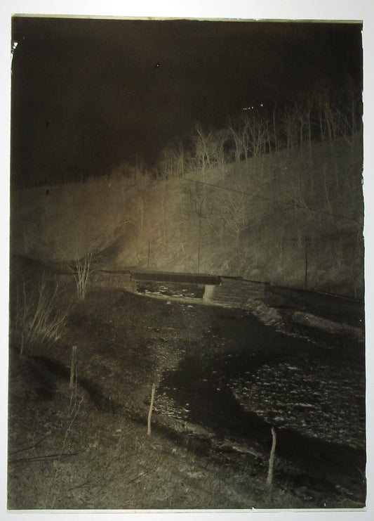 ALLEGHENY COUNTY, PA. BRIDGE AND STREAM. 5 X 7 GLASS PLATE NEGATIVE,CIRCA 1910s.