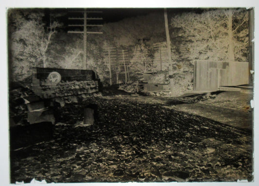 ALLEGHENY COUNTY, PA. BRIDGE AND STREAM. 5 X 7 GLASS PLATE NEGATIVE,CIRCA 1910s.