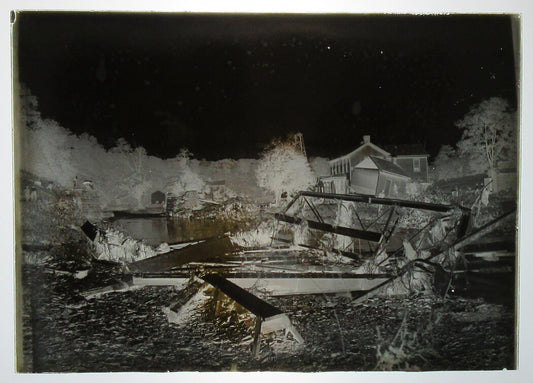 ALLEGHENY COUNTY, PA. BRIDGE AND STREAM. 5 X 7 GLASS PLATE NEGATIVE,CIRCA 1910s.