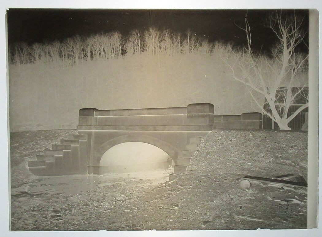 ALLEGHENY COUNTY, PA. BRIDGE AND STREAM. 5 X 7 GLASS PLATE NEGATIVE,CIRCA 1910s.