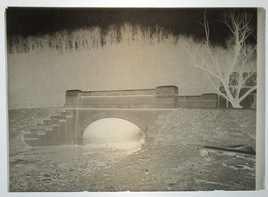 ALLEGHENY COUNTY, PA. BRIDGE AND STREAM. 5 X 7 GLASS PLATE NEGATIVE,CIRCA 1910s.