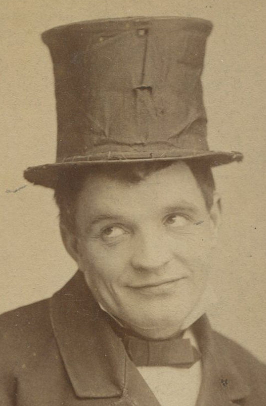 Vintage Theatrical Cabinet Card: Man in Top Hat Mugging for Photo, London