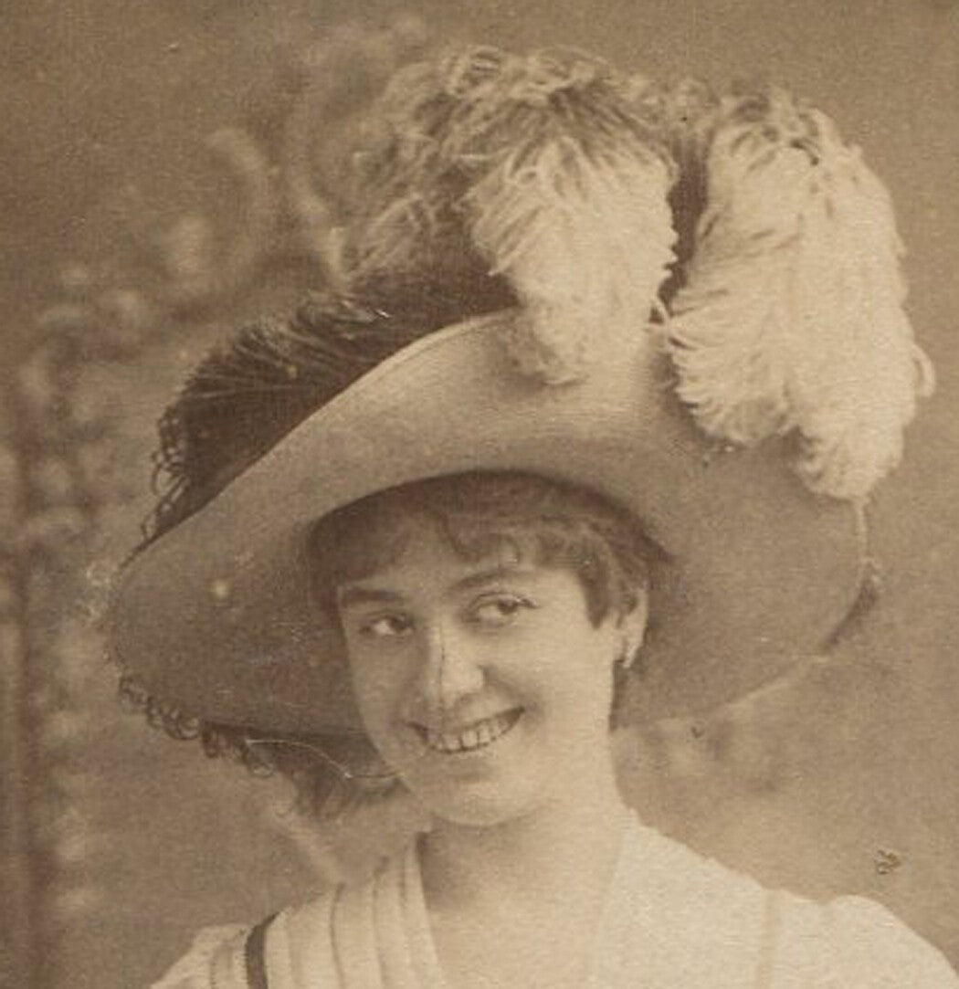 Vintage cabinet card photo: theatrical actress in costume by Falk NY, stage