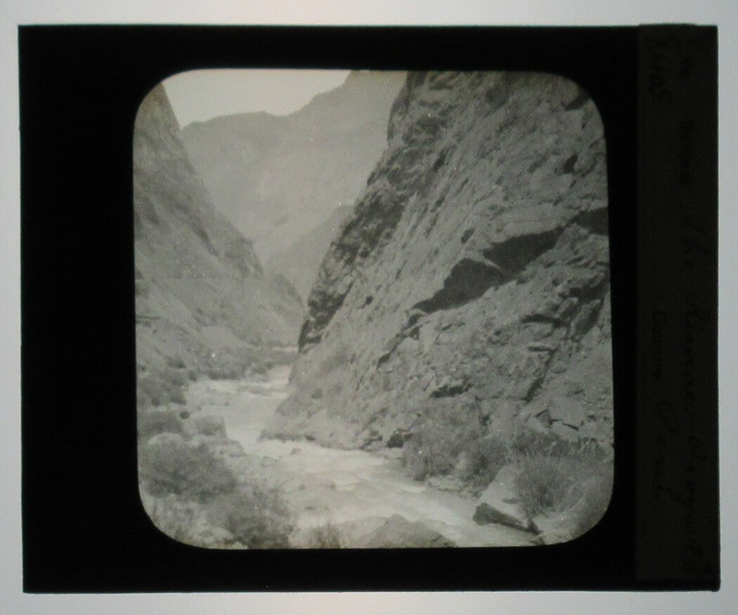 VIEW FROM OROYA RAILROAD TRACKS. PERU. PHOTO ON GLASS.