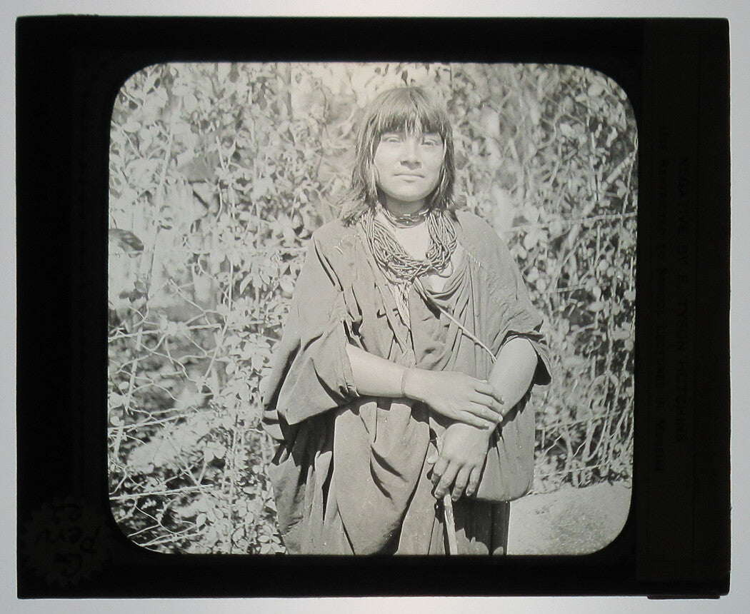 INDIGENOUS WOMAN. RIO PERENE, PERU. PHOTO ON GLASS.