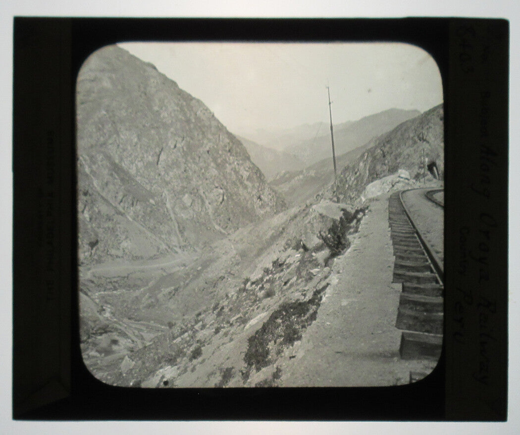 OROYA RAILROAD TRACKS. PERU. PHOTO ON GLASS.