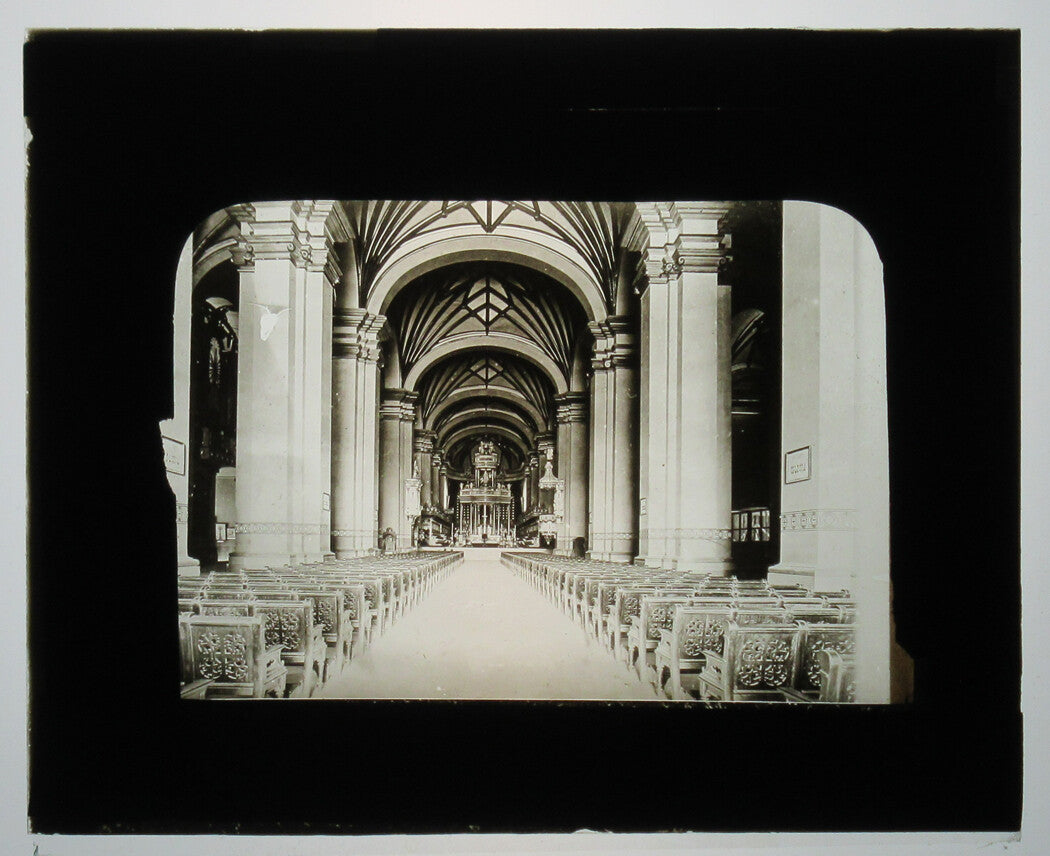 CATHEDRAL INTERIOR, LIMA PERU. PHOTO ON GLASS.