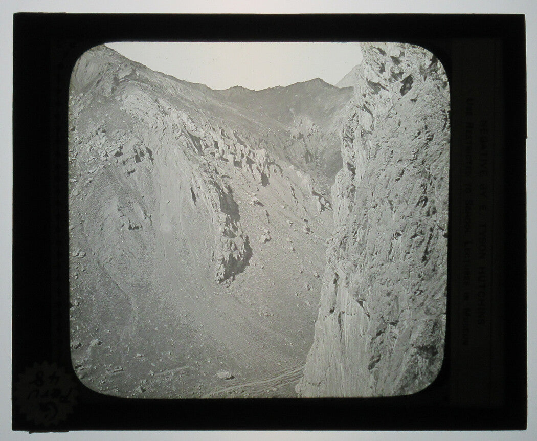 CLIFFS ON THE OROYA RAILROAD. PERU. PHOTO ON GLASS.