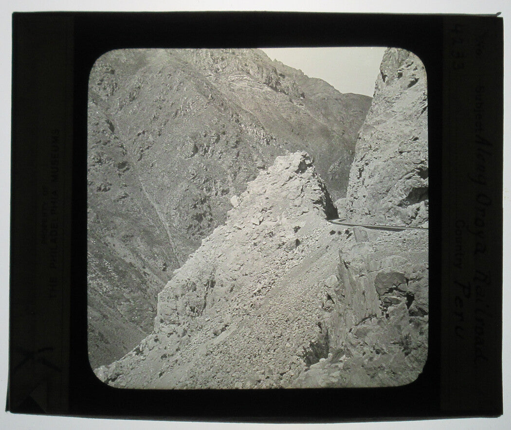 VIEW FROM OROYA RAILROAD.  PERU. PHOTO ON GLASS.