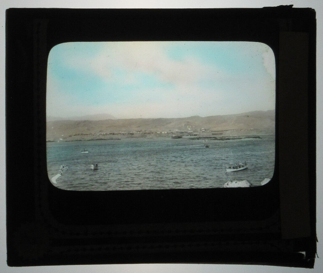 BOATS OFF THE COAST OF PERU. PHOTO ON GLASS.