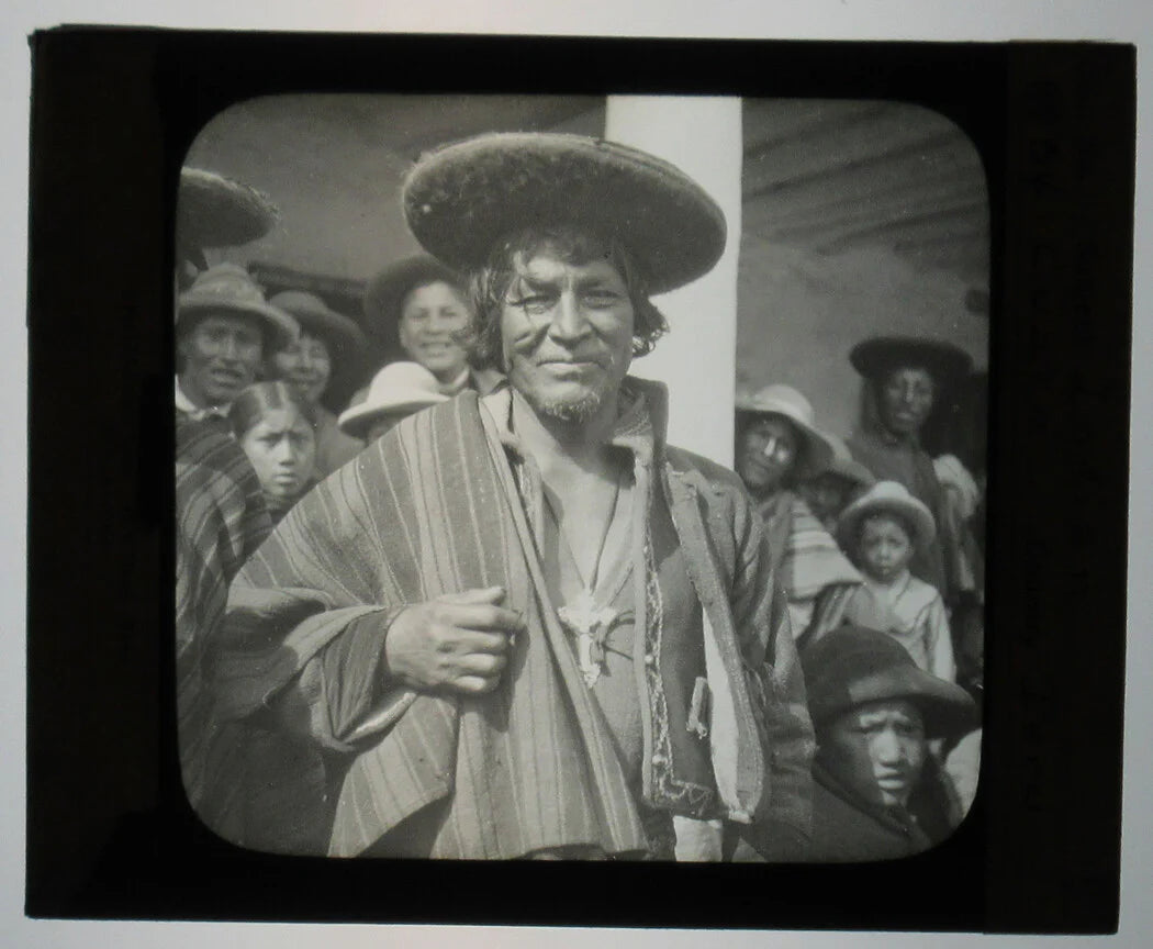 INDIGENOUS MAN, CUZCO, PERU. PHOTO ON GLASS.