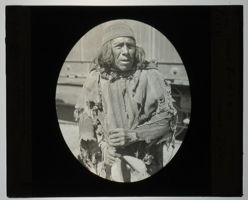 INDIGENOUS MAN. PERU. PHOTO ON GLASS.
