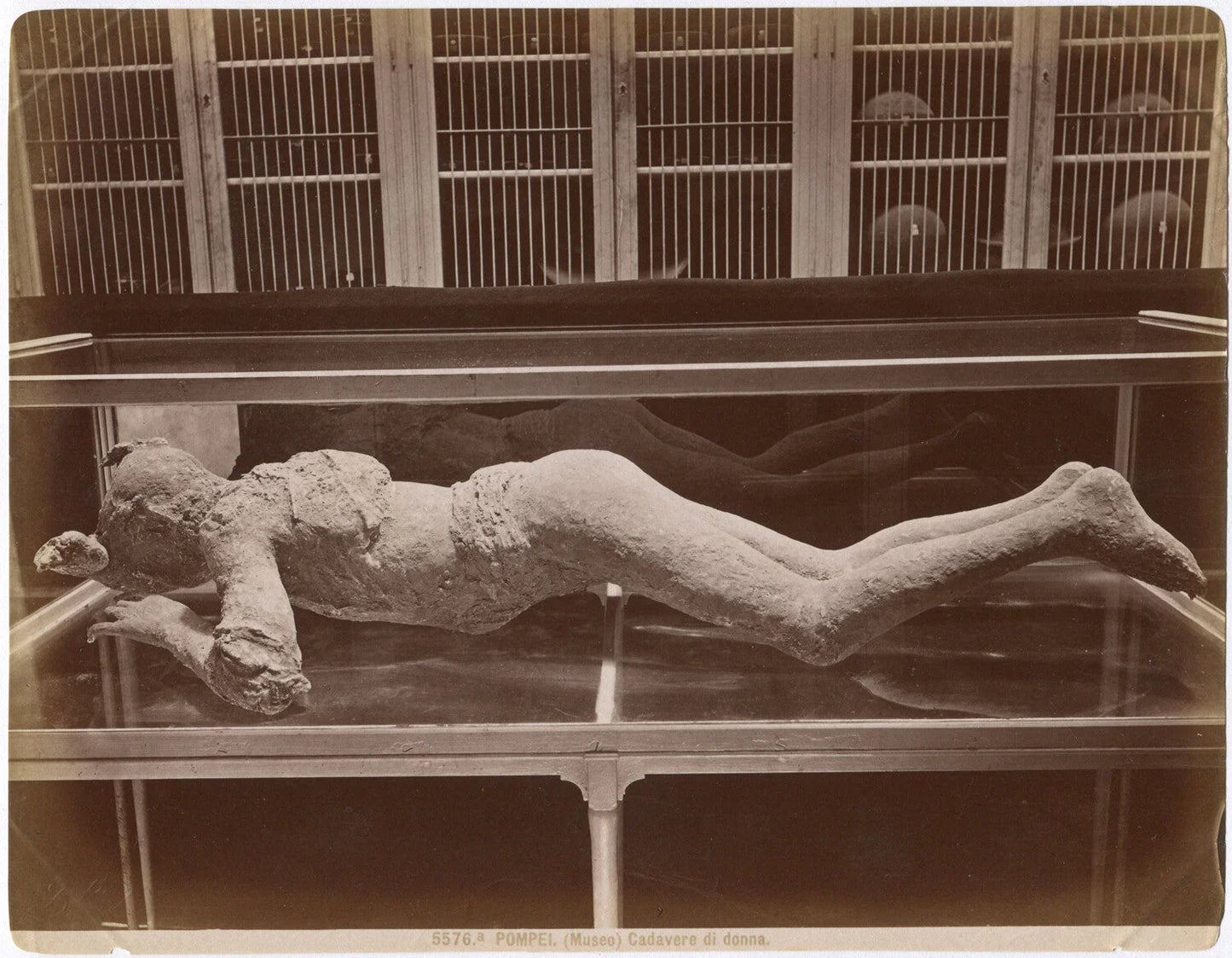 Vintage albumen photo: Human figure from Pompeii, 8x10 inches, unmounted, authentic original