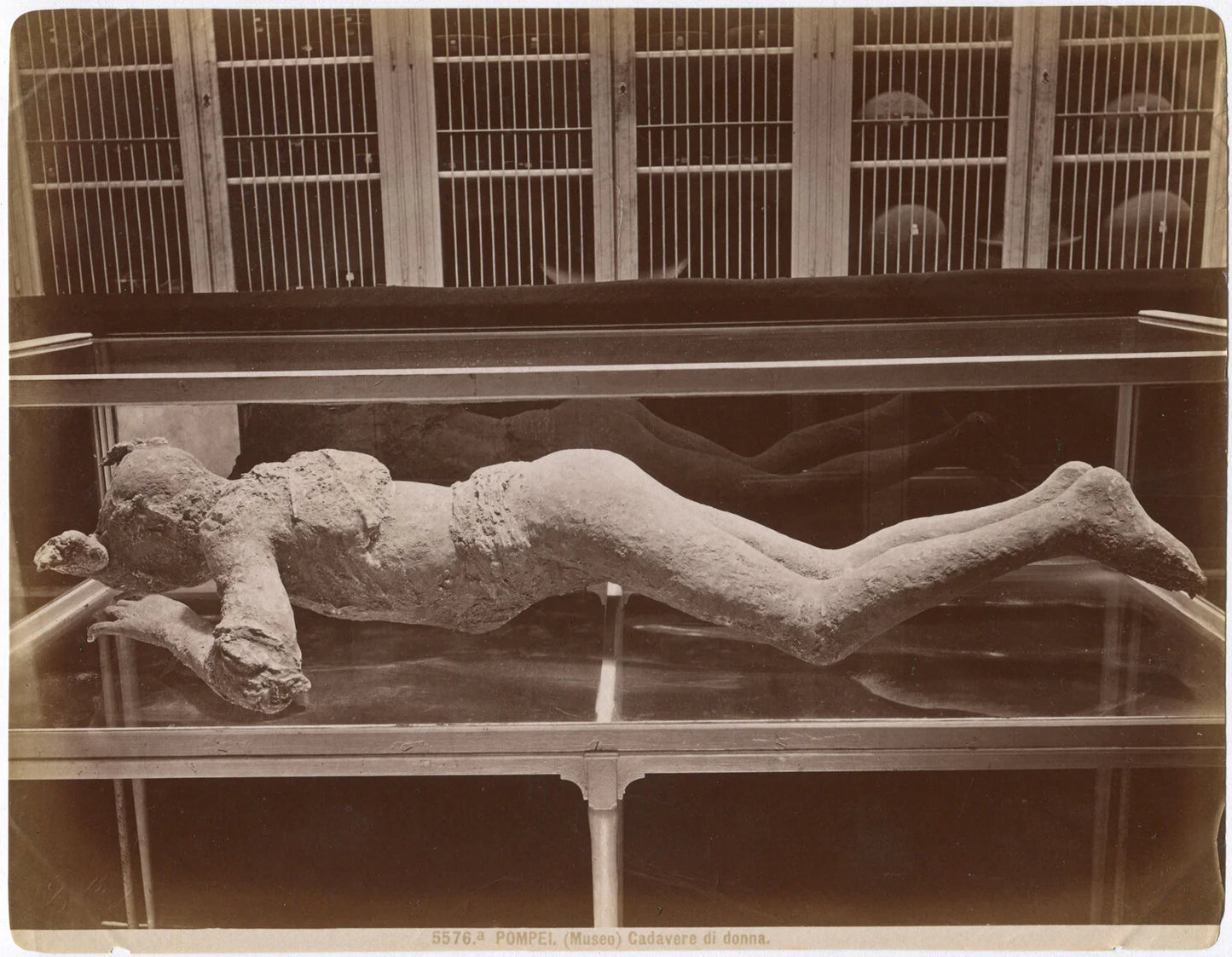 Vintage albumen photo: Human figure from Pompeii, 8x10 inches, unmounted, authentic original