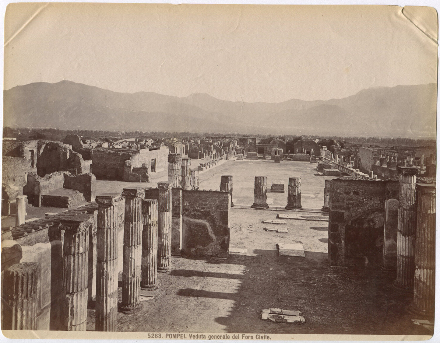 RUINS AT POMPEI, ITALY. UNMOUNTED ALBUMEN.