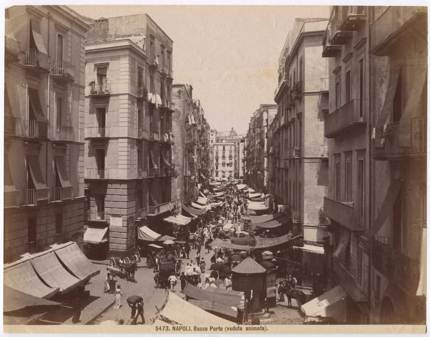 Vintage Naples Street Market Scene Authentic Original Unmounted Albumen Photo 8x10 Bernie's Photo