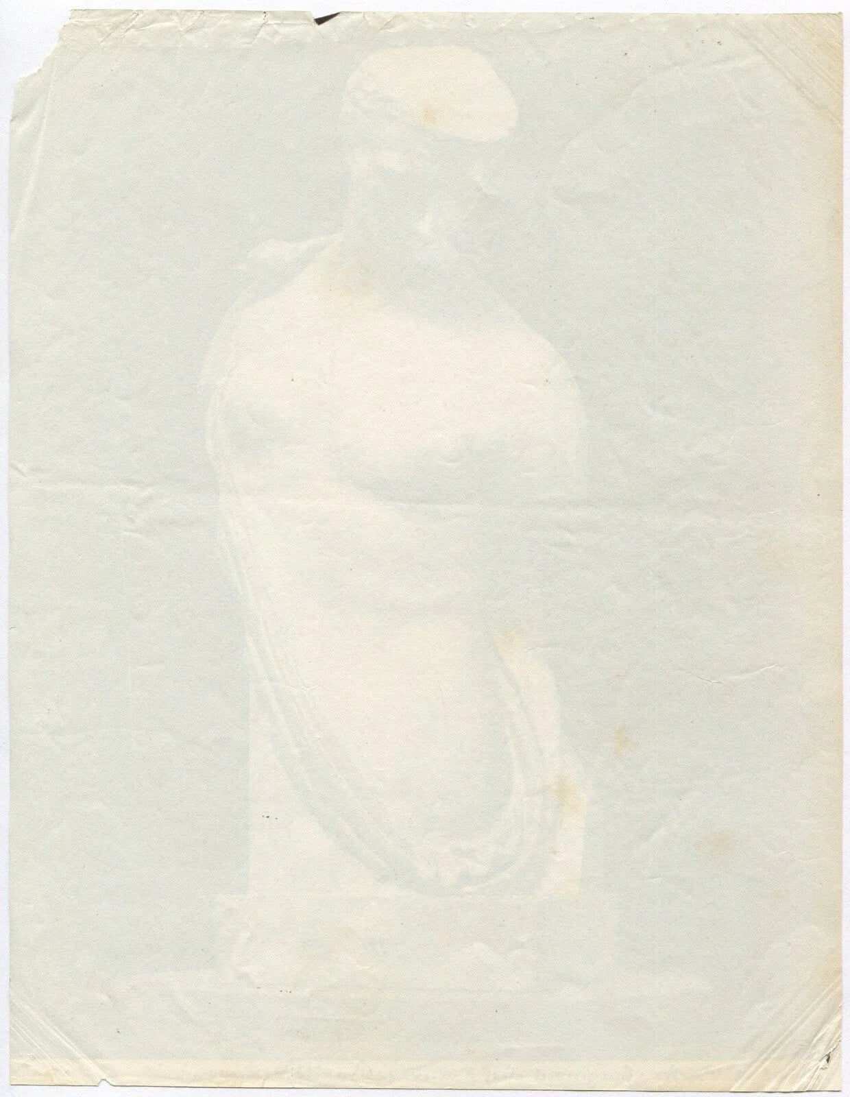 Vintage albumen photograph of a female figure sculpture, unmounted 8x10, original old photo
