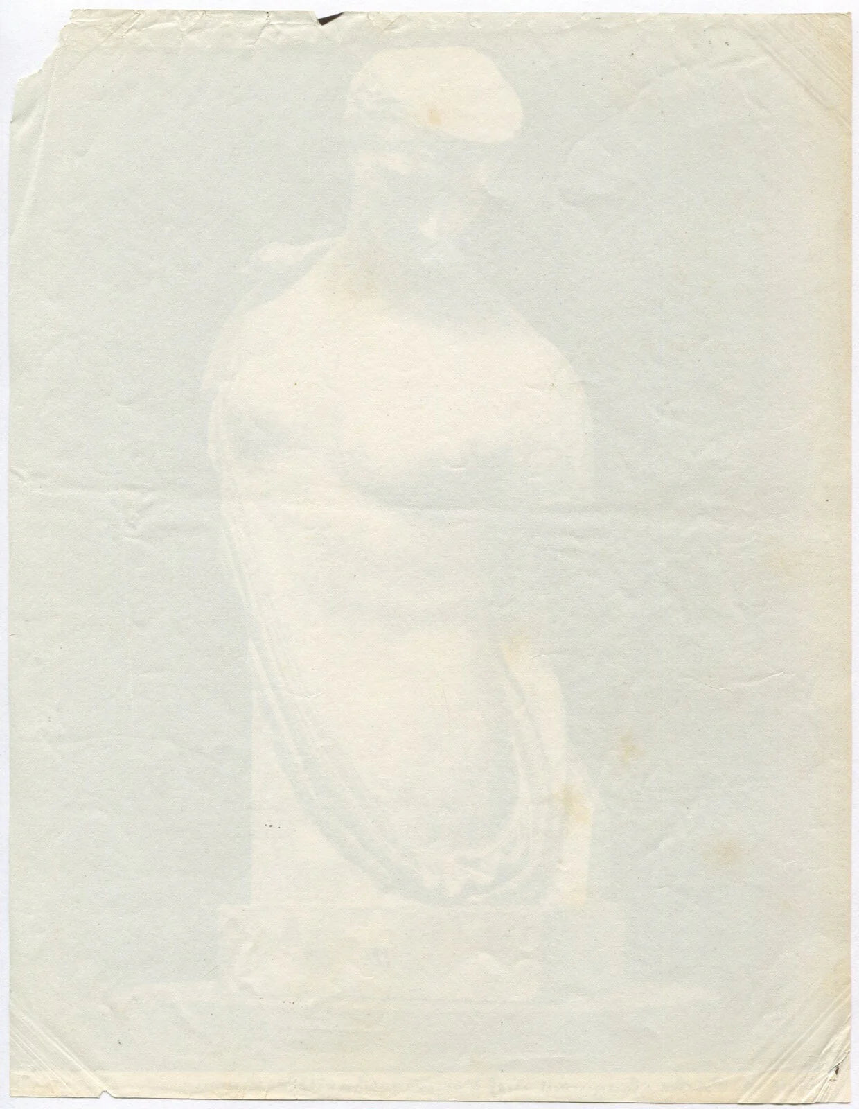 Vintage albumen photograph of a female figure sculpture, unmounted 8x10, original old photo