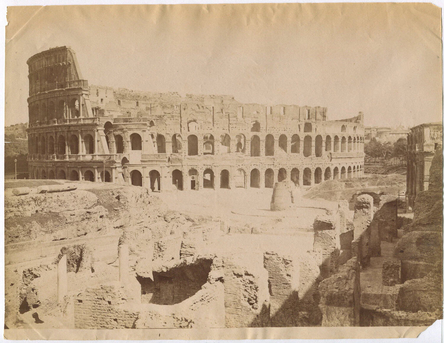 Vintage Roman Colosseum Photo Unmounted Albumen 8x10 Original Old Photo