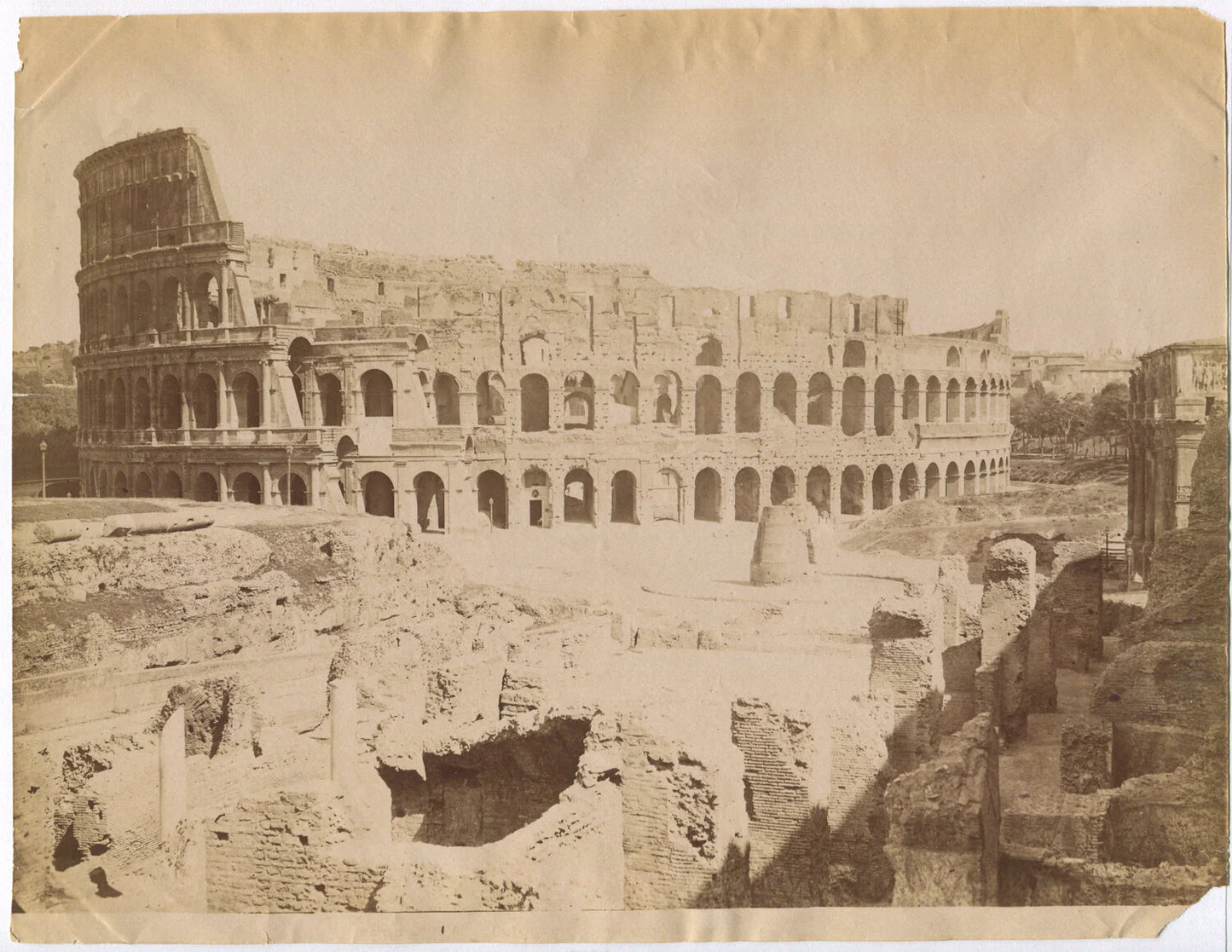 Vintage Roman Colosseum Photo Unmounted Albumen 8x10 Original Old Photo
