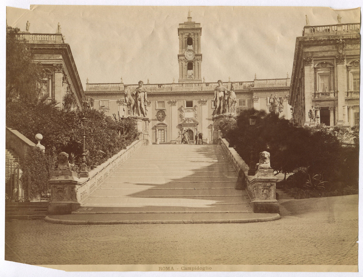 Vintage Campidoglio Rome 8x10 Unmounted Albumen Photo, Capitoline Hill Wall