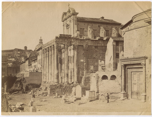 Vintage Roman Ruins Photo - Temple of Antonino Faustina, Unmounted Albumen 8x10