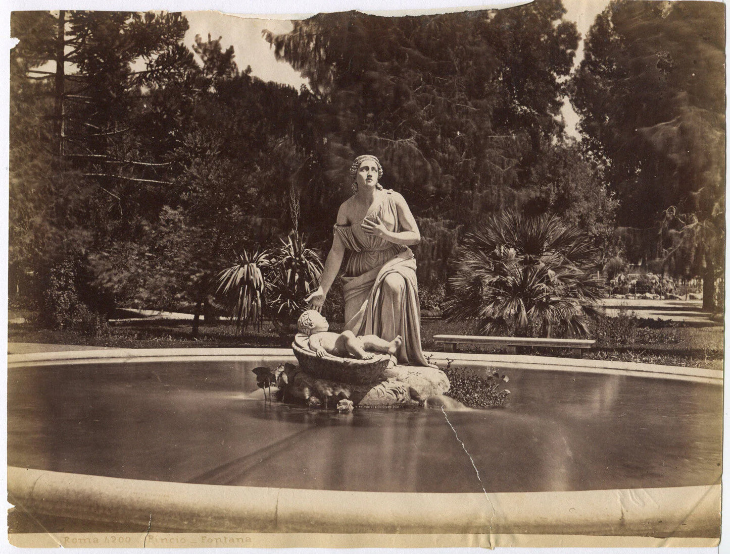 Vintage 8x10 Unmounted Albumen Print - The Moses Story at Rome Fountain Statue