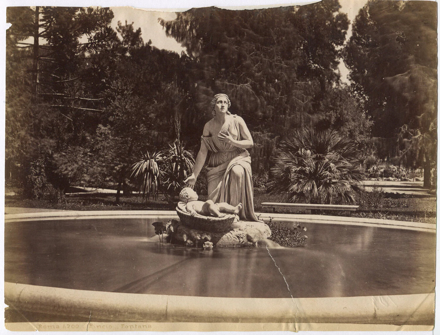 Vintage 8x10 Unmounted Albumen Print - The Moses Story at Rome Fountain Statue