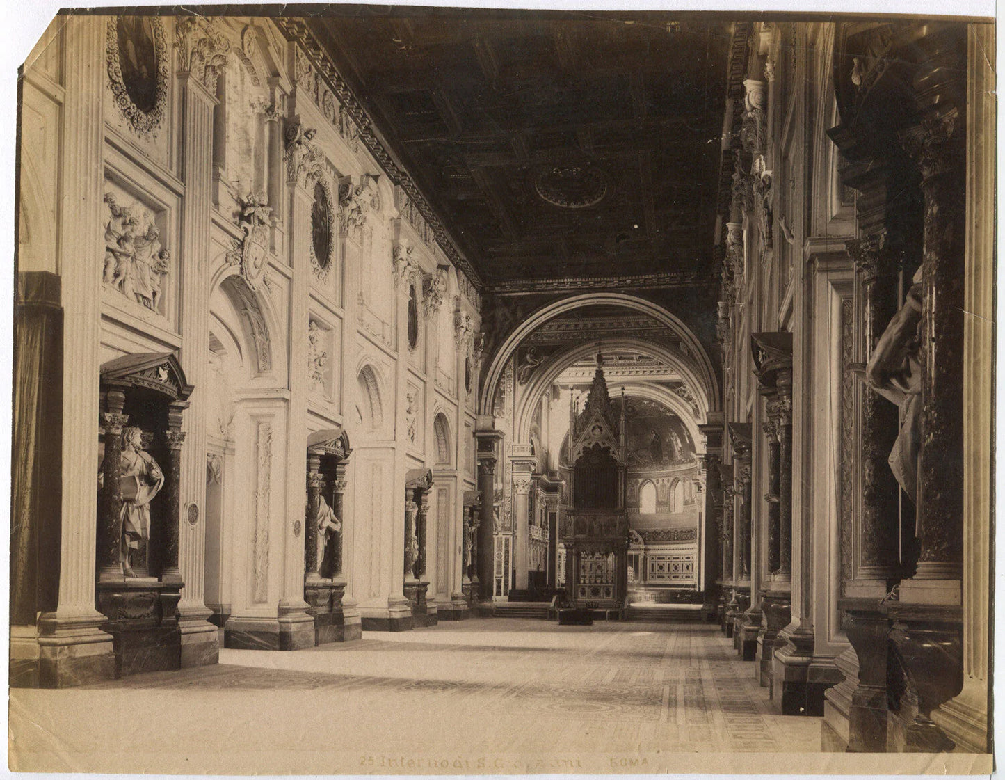 Vintage photo: Interior of Church, Rome, Italy - Unmounted albumen 8x10, authentic old photo