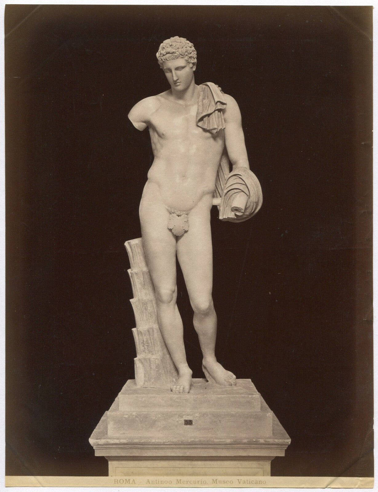 Vintage 8x10 unmounted albumen photo - Sculpture of a Male Figure, Rome, Italy,