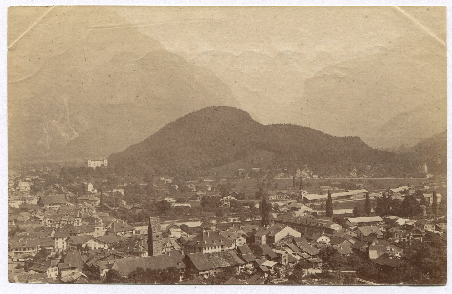 Vintage Italy Village Bird's-Eye View Photo, 4x6 Unmounted Albumen Print,